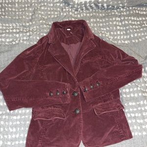 Free People Pink Merlot Burgundy Corduroy Blazer Jacket with Buttons